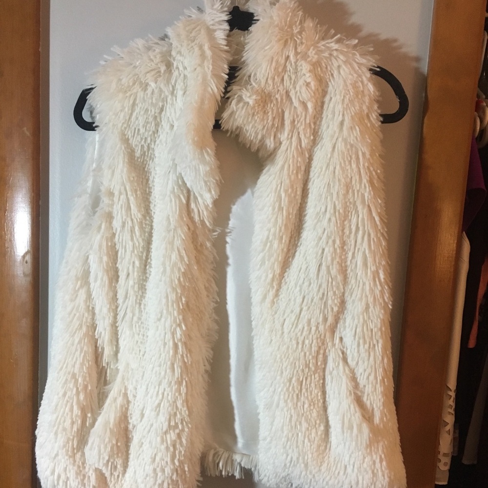 White Shaggy Vest